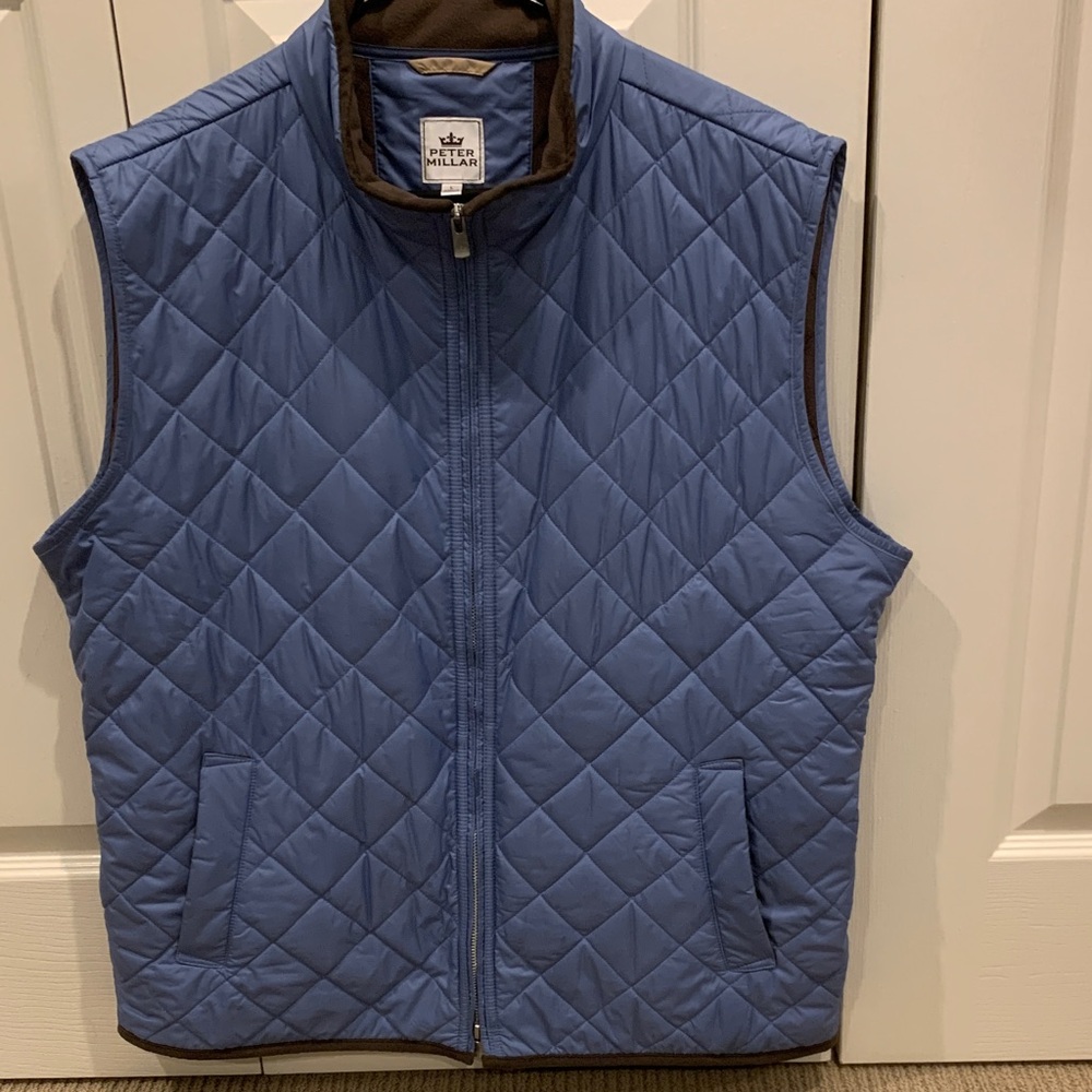 Peter Millar Men's Quilted Blue and Brown Vest